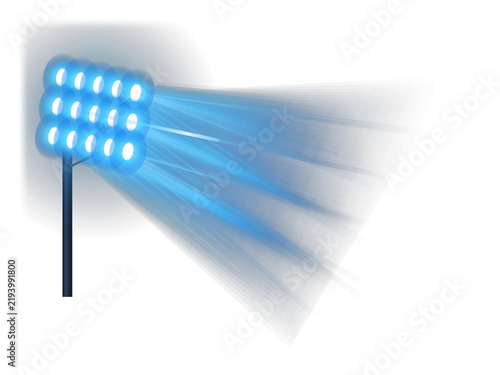 Konstfotografi A bright stadium floodlight emits a powerful beam of light in this vector illust
