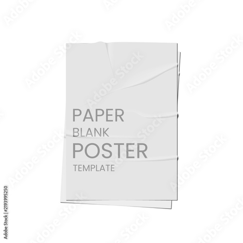 editable blank white paper mockup on transparent background with realistic vector illustration 