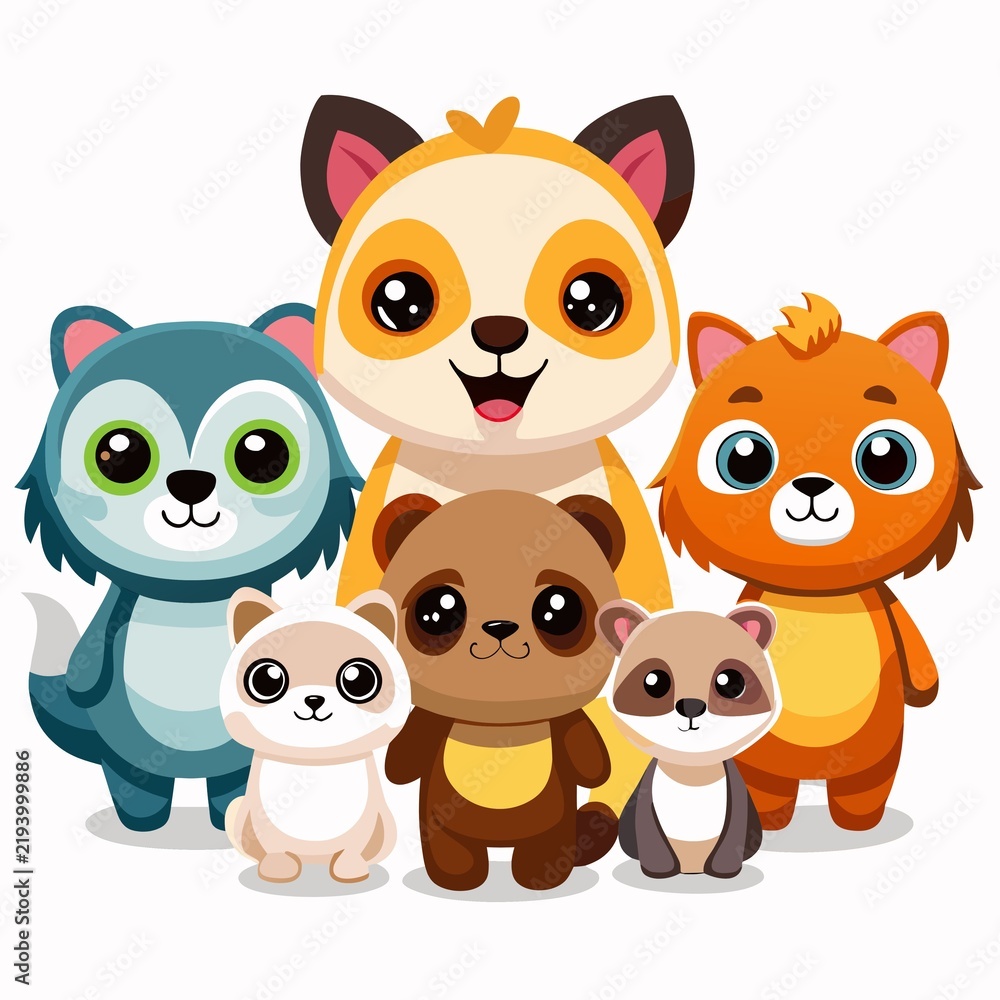 Fototapeta premium set of cartoon animals