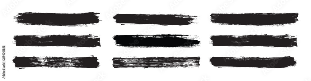 Fototapeta premium Set of vector paint brush stroke, Ink Lines and Artistic Marker. Paintbrush for Grunge design elements, vector illustration