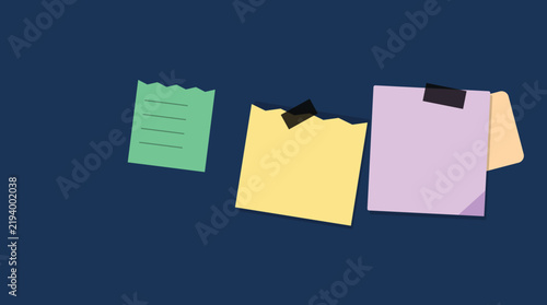 Colorful sticky notes with paper clips floating