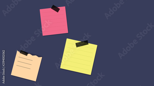 Colorful sticky notes with paper clips floating