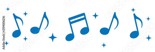 Blue Clef Music Notes Key Musical Border Illustration for Decorative Dividers, Sheet Music, Concert Design, Audio Themes, and Vector Clipart