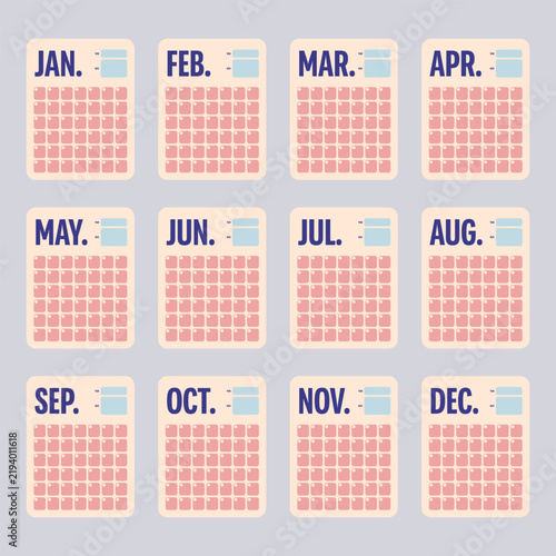 Undated Monthly Calendar Template with Pastel Color