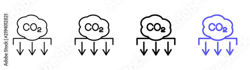 Obraz na plátně Carbon dioxide reduction net zero co2 emission capture linear icon collection design