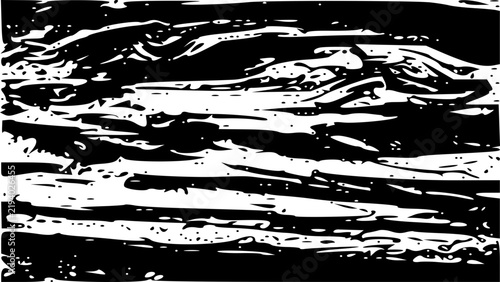 Isolated black grunge texture pattern on transparent background with distressed wave effect vector illustration