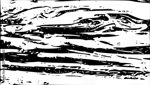 Monochrome black and white grunge texture background with distressed abstract wave pattern vector illustration