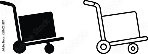Shopping Cart Icons, Black and White Illustration, Simple Design, Retail Concept, Grocery Store Symbol
