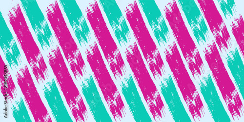 Abstract Diagonal Brushstroke Pattern in Magenta and Teal With Retro Grunge Texture