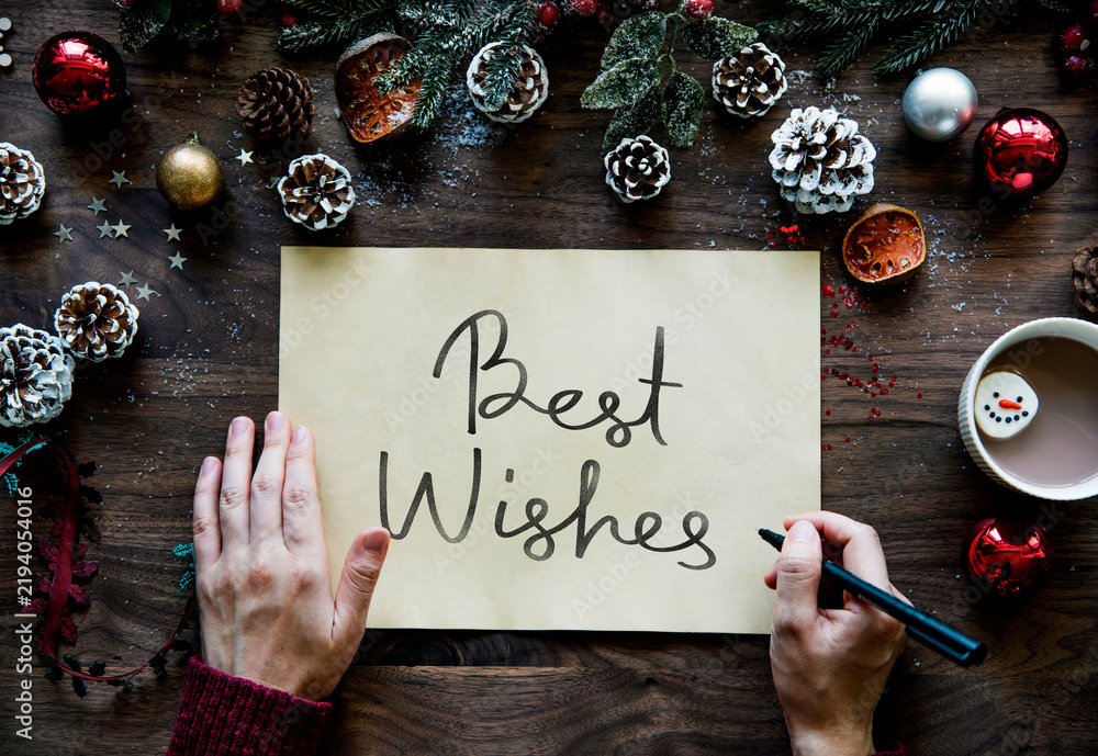 Obraz premium Christmas themed Best Wishes card