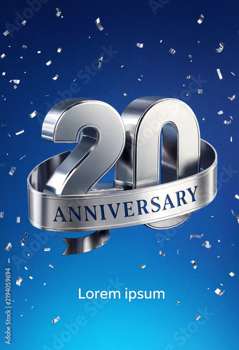 Shiny metallic twenty anniversary celebration design with confetti effect