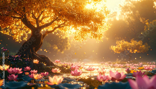 Sacred Jeweled Trees in Pure Land