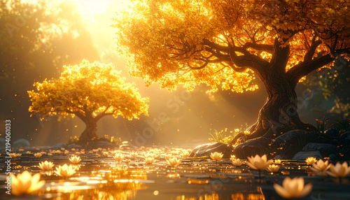 Sacred Jeweled Trees in Pure Land