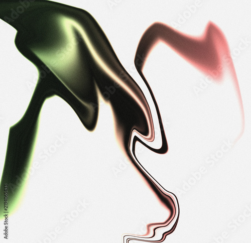 shapes of Abstract Dark Green and Muted Pink Fluid Wave Design on White Noise Effect