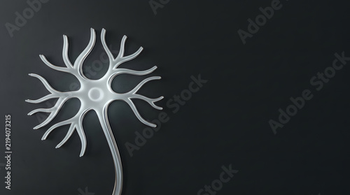Neuron nerve cell biology science medical anatomy abstract black background 3D render futuristic technology connection communication network brain nervous system education healthcare innovation