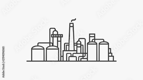 Industrial Brewery Complex with Fermentation Tanks and Chimney Silhouette