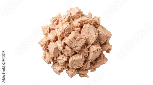 A pile of canned tuna chunks isolated on transparent background