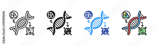 Obraz na plátne Dna Virus icon set multiple style collection