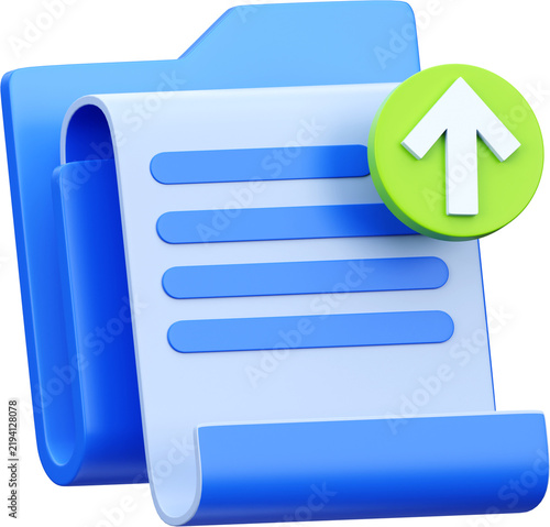 Obraz na płótnie Loan application 3D icon with document and upload arrow