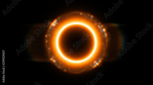 Abstract Orange Ring Light Flare on Dark Background