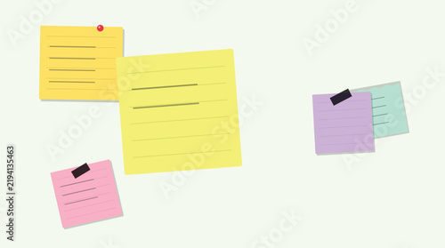 Colorful sticky notes with text on paper background