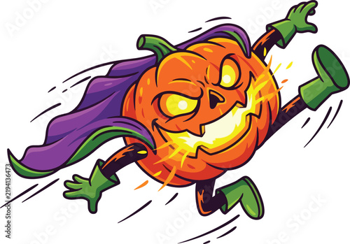 Fierce Halloween Pumpkin Warrior Cartoon Character