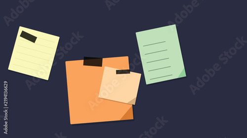 Floating colorful sticky notes on dark background