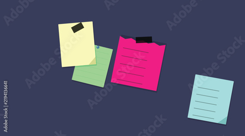 Floating colorful sticky notes on dark background