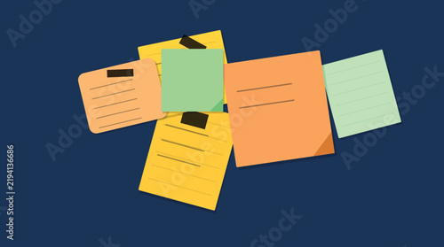 Floating colorful sticky notes on dark background