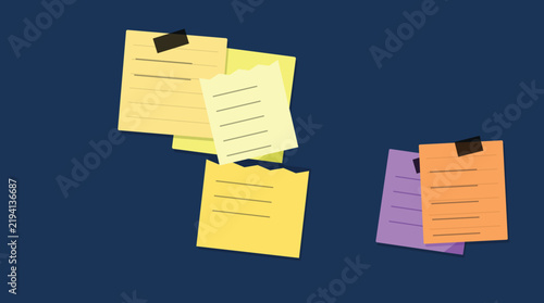 Floating colorful sticky notes on dark background