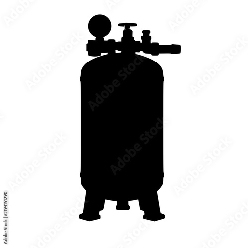 Black silhouette icon of a industrial pressure tank isolated on white background 