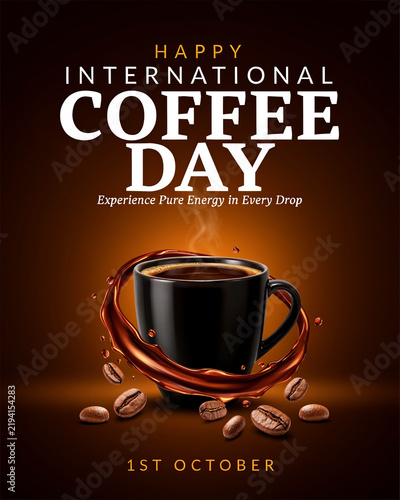 International coffee day event poster template