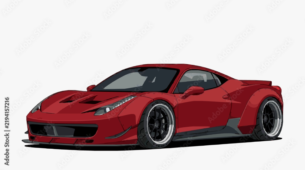 Fototapeta premium Stylish Red Supercar Side View for Branding and Design Projects