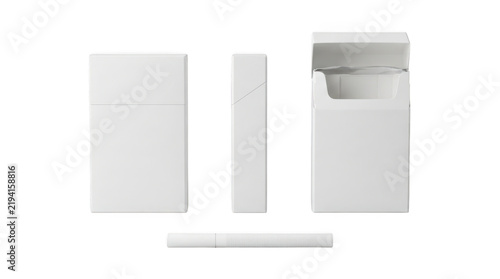 Blank white cigarette pack mockup with a single cigarette isolated on transparent background