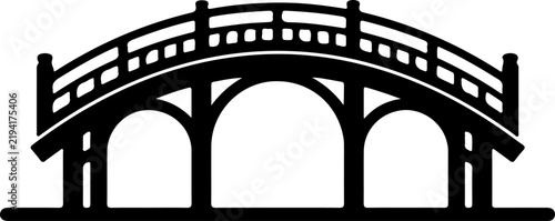 A minimalist black silhouette icon of a traditional arched Japanese garden bridge design isolated on a clean white background for architectural, travel, cultural, and landscape design projects today.