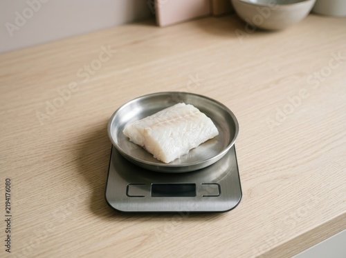 Plain White Fish Fillet on Scale Pan