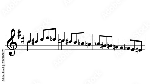 Картината върху платно Short ascending melodic run in treble clef on a blank staff - simple sheet music