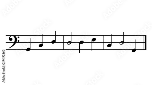 Obraz na plátně Simple bass clef melody on a staff with ascending eighth notes in musical notati