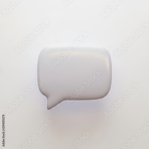 Minimalist White Speech Bubble Icon on a Clean White Background.