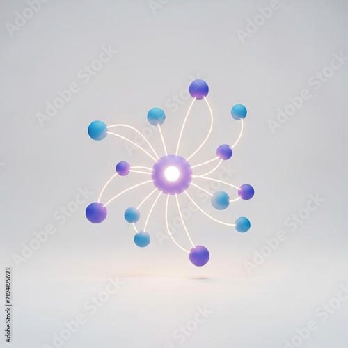 Abstract Molecular Structure with Glowing Spheres and Connecting Lines.
