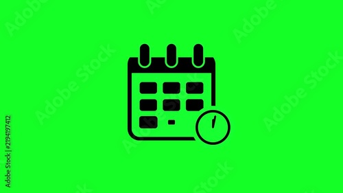 Green Calendar Reminder Icon Animation on Bright Green Background
