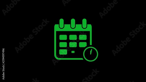 Green Calendar Reminder Icon on Black Background
