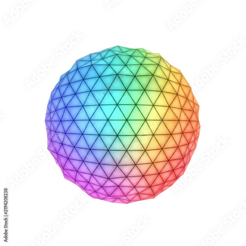Colorful Geodesic Sphere with Triangular Facets