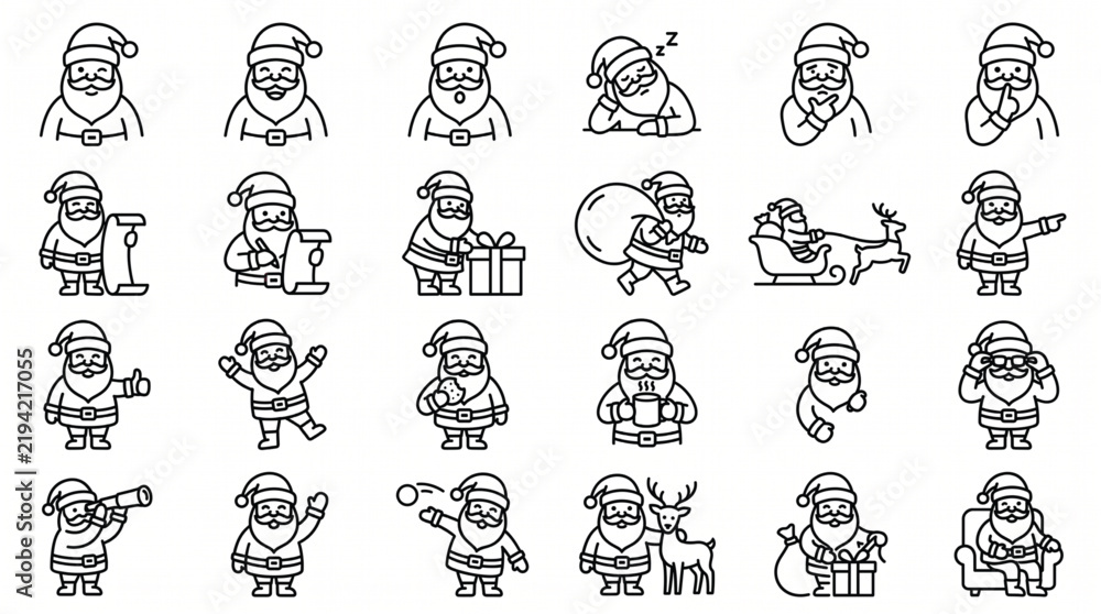 Obraz premium Set of santa claus icons