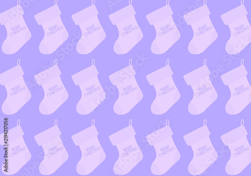 Pastel Christmas Stocking Seamless Pattern, Lavender Holiday Background