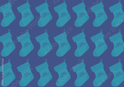 Christmas Stocking Seamless Pattern, Blue Festive Holiday Background
