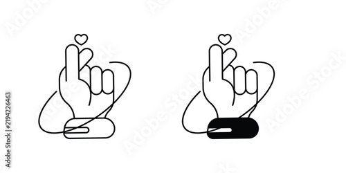 Kpop gesture set icon with white background vector stock illustration