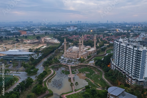 serene and majestic view of a mosque’s design
