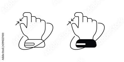 Shrink gesture set icon with white background vector stock illustration
