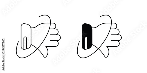 Dislike gesture set icon with white background vector stock illustration